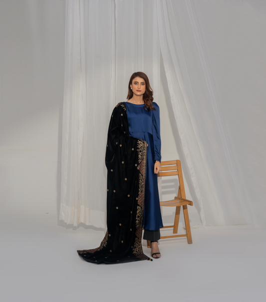 Micro 9000 Velvet Embroidered Shawl