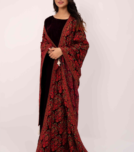 Micro 9000 Velvet Embroidered Shawl
