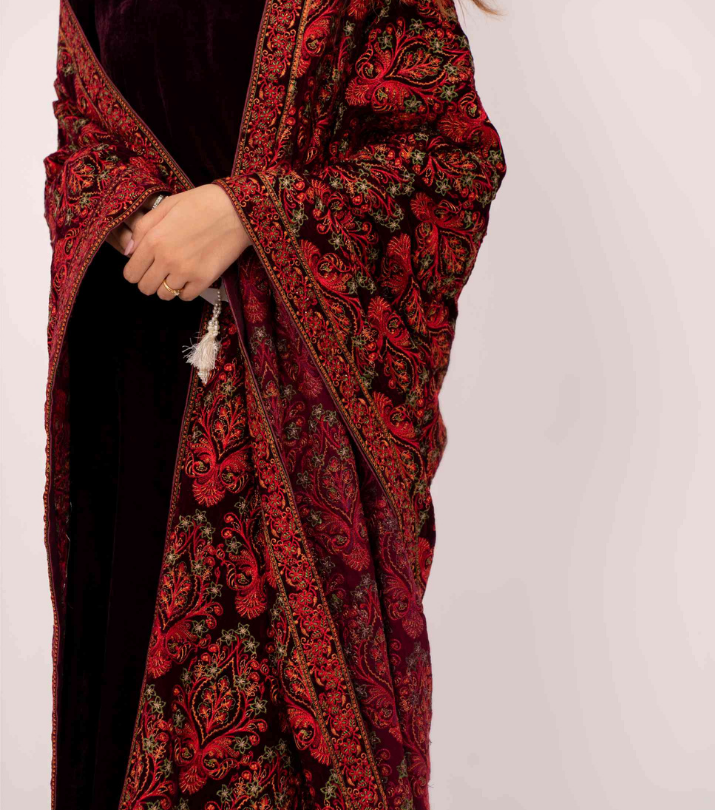 Micro 9000 Velvet Embroidered Shawl
