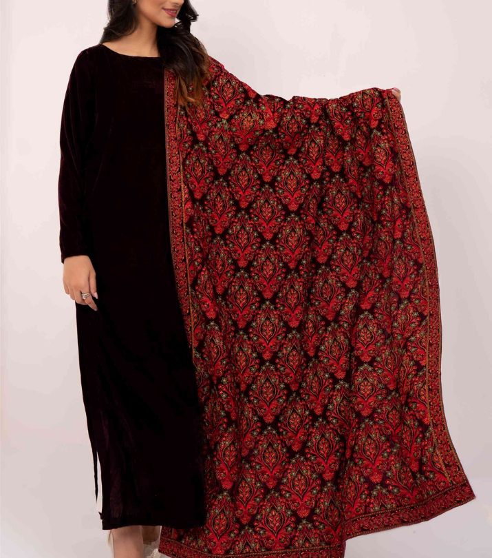 Micro 9000 Velvet Embroidered Shawl