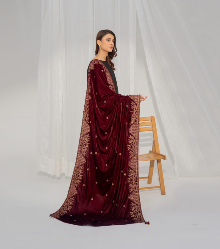 Micro 9000 Velvet Embroidered Shawl