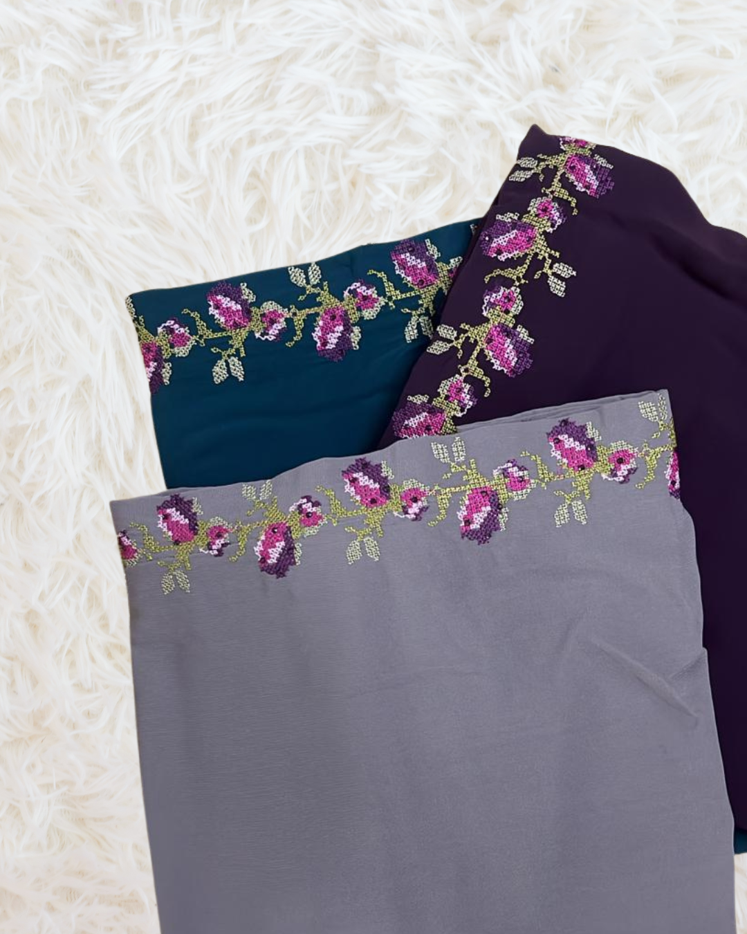 Pure Korean  Chiffon Embroidery Elegance