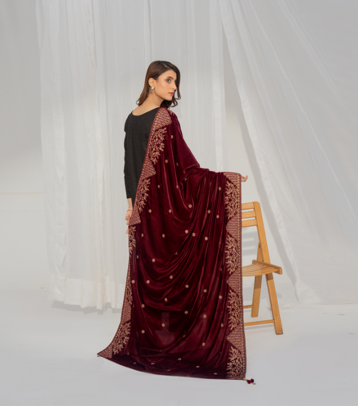 Micro 9000 Velvet Embroidered Shawl