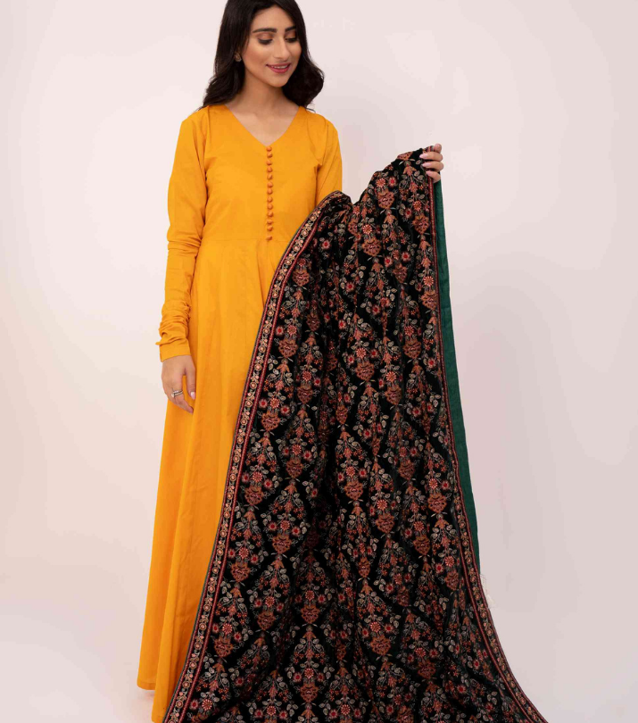 Micro 9000 Velvet Embroidered Shawl