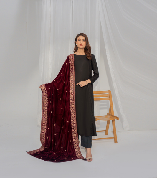 Micro 9000 Velvet Embroidered Shawl