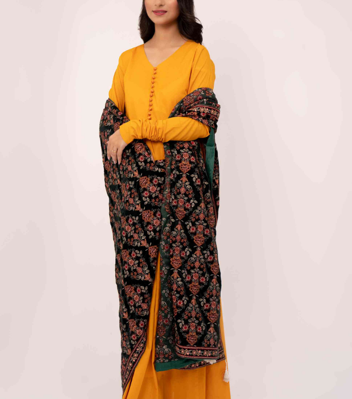Micro 9000 Velvet Embroidered Shawl