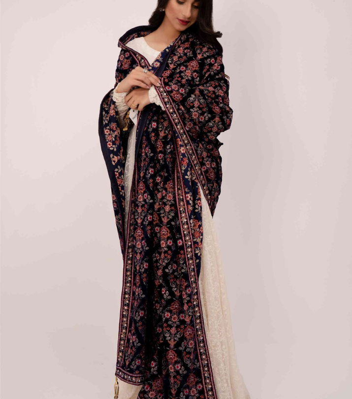 Micro 9000 Velvet Embroidered Shawl