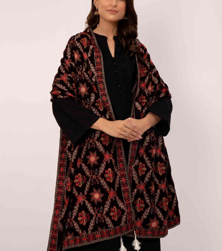 Micro 9000 Velvet Embroidered Shawl