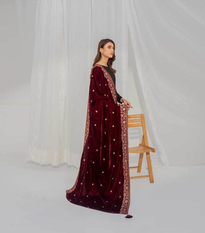 Micro 9000 Velvet Embroidered Shawl