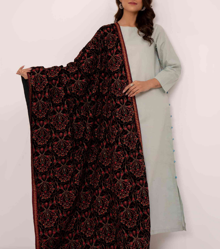 Micro 9000 Velvet Embroidered Shawl
