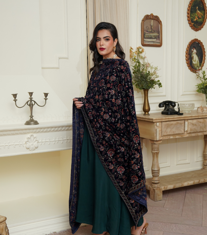 Velvet Jall Embroidered Shawls