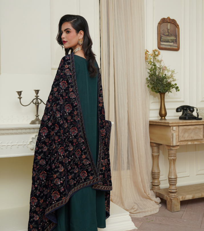 Velvet Jall Embroidered Shawls