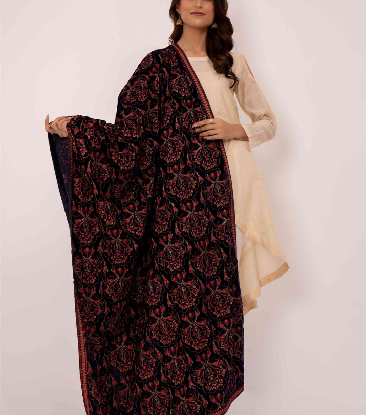 Micro 9000 Velvet Embroidered Shawl