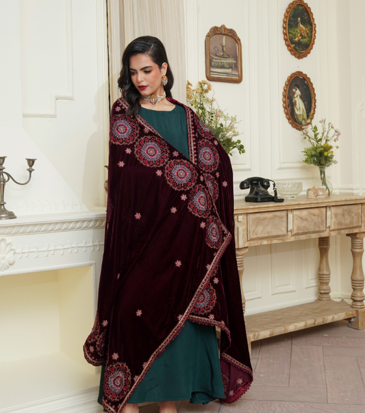 Velvet  Embroidered Shawls