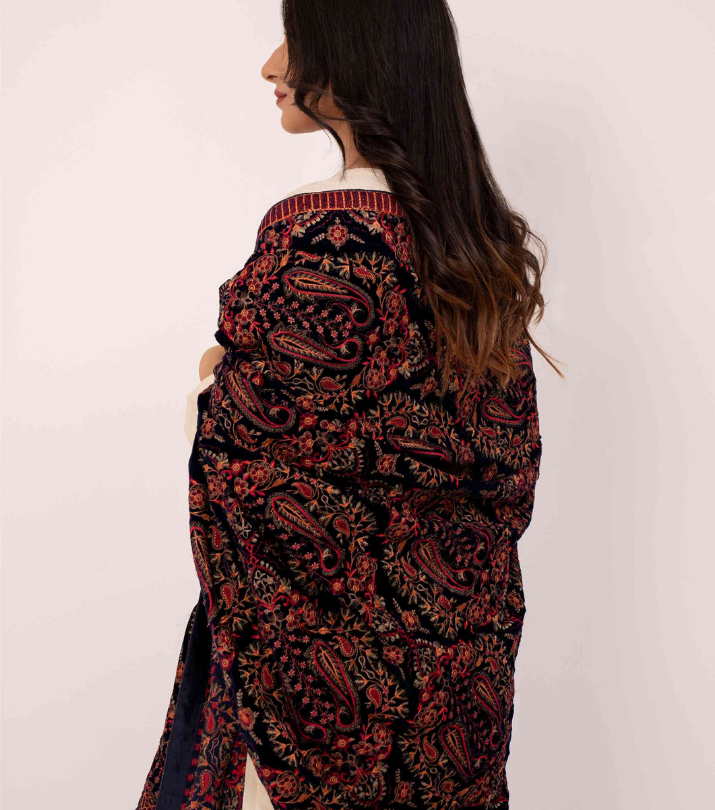 Micro 9000 Velvet Embroidered Shawl