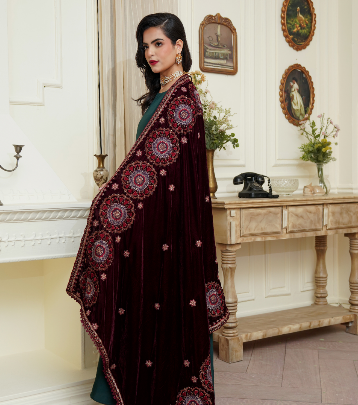 Velvet  Embroidered Shawls