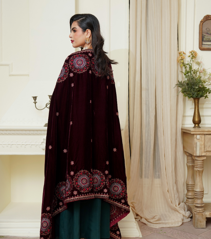 Velvet  Embroidered Shawls