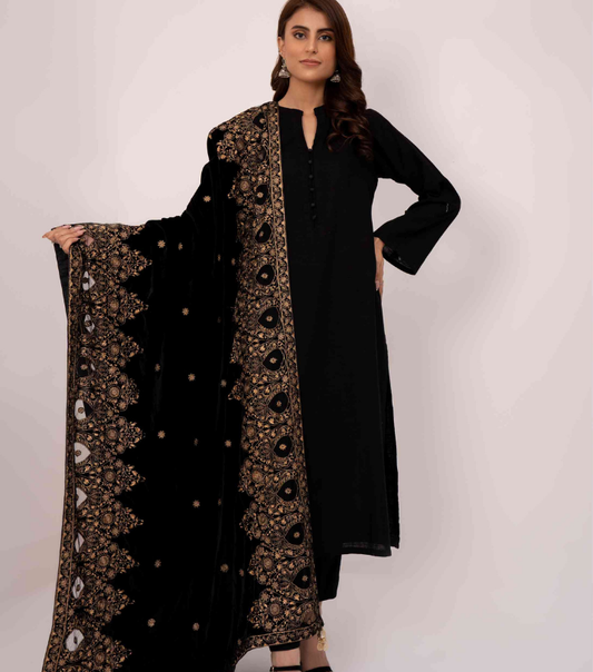 Micro 9000 Velvet Embroidered Shawl