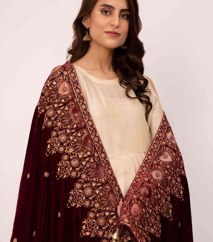Micro 9000 Velvet Embroidered Shawl