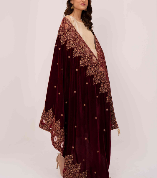 Micro 9000 Velvet Embroidered Shawl