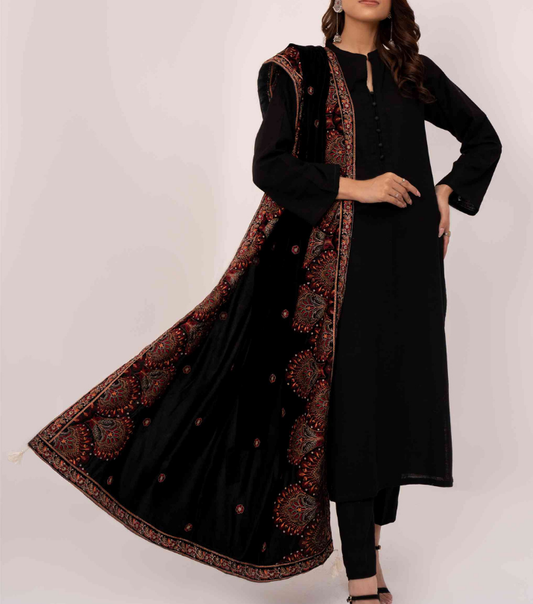 Micro 9000 Velvet Embroidered Shawl
