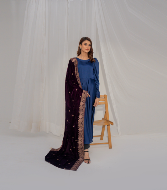 Micro 9000 Velvet Embroidered Shawl