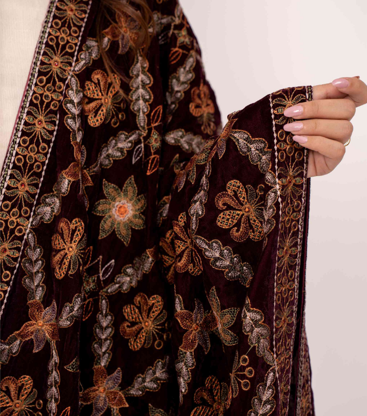 Micro 9000 Velvet Embroidered Shawl