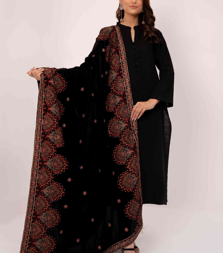 Micro 9000 Velvet Embroidered Shawl