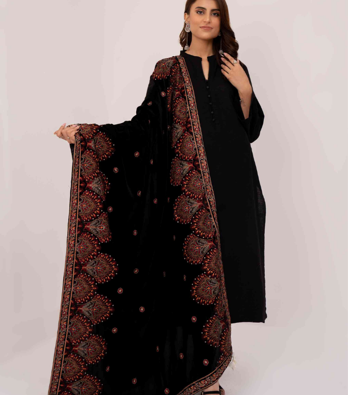 Micro 9000 Velvet Embroidered Shawl