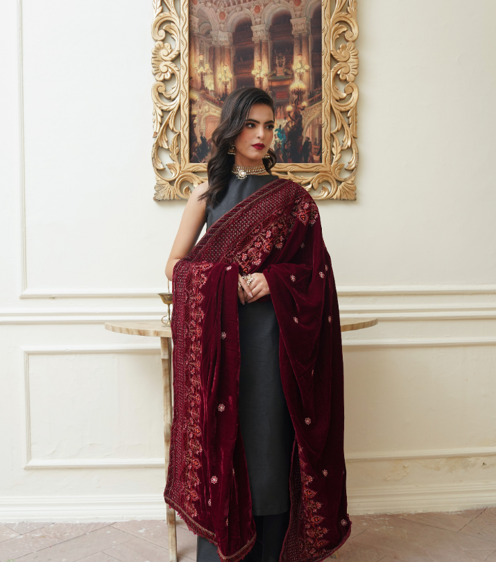 Velvet  Embroidered Shawls