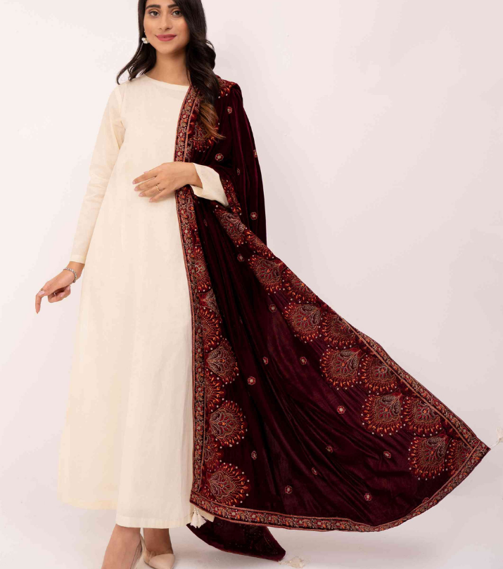 Micro 9000 Velvet Embroidered Shawl