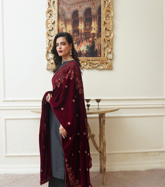 Velvet  Embroidered Shawls
