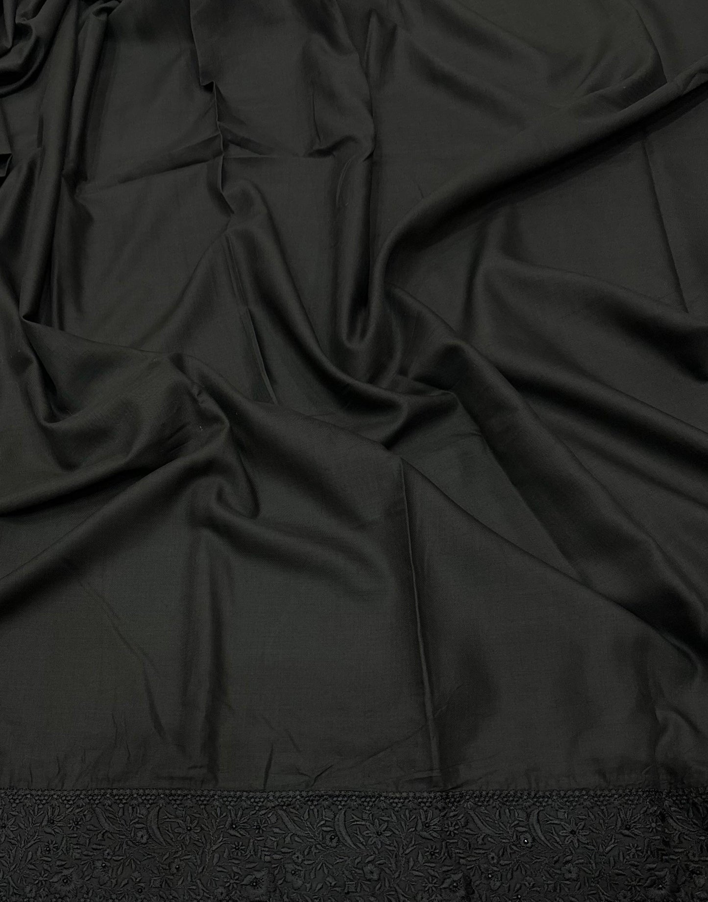 Black embroidered stone shawl