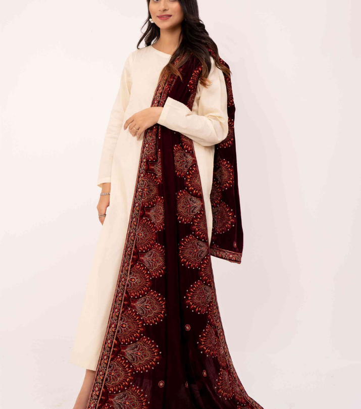 Micro 9000 Velvet Embroidered Shawl