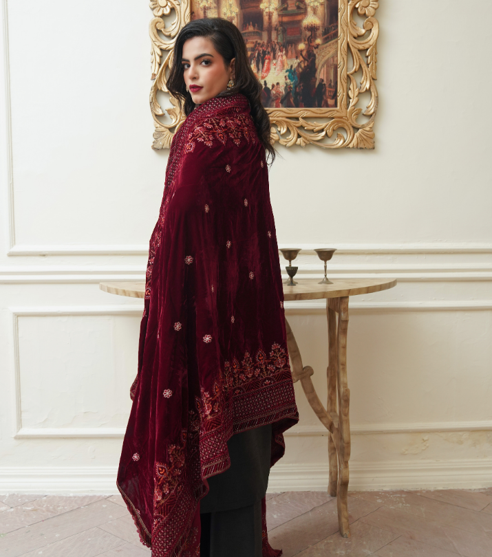 Velvet  Embroidered Shawls