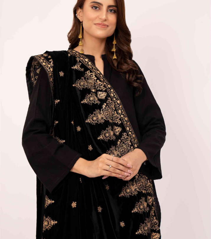 Micro 9000 Velvet Embroidered Shawl