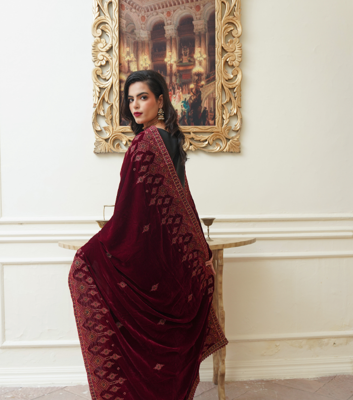 Velvet  Embroidered Shawls