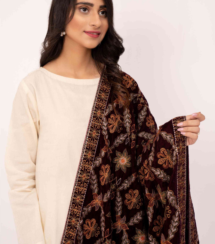 Micro 9000 Velvet Embroidered Shawl