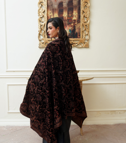 Velvet  Embroidered Shawl