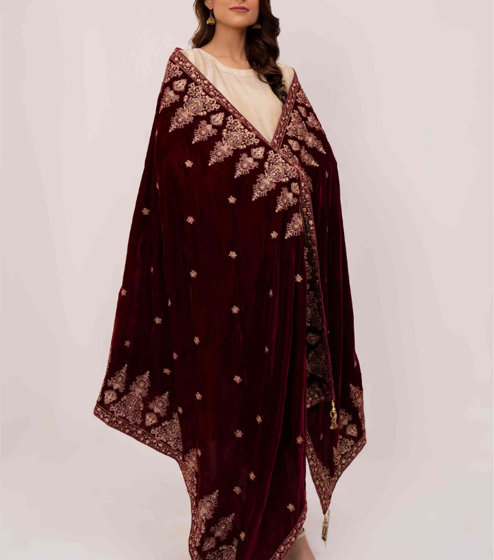 Micro 9000 Velvet Embroidered Shawl