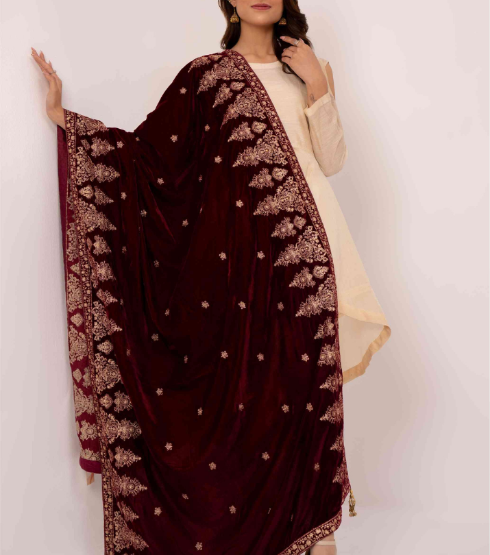 Micro 9000 Velvet Embroidered Shawl