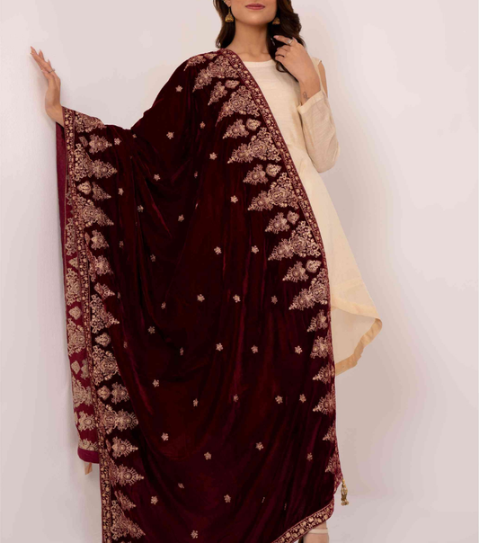 Micro 9000 Velvet Embroidered Shawl