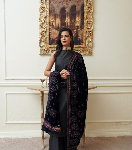 Velvet  Embroidered Shawl