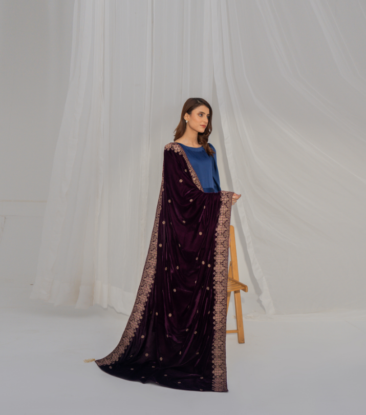 Micro 9000 Velvet Embroidered Shawl