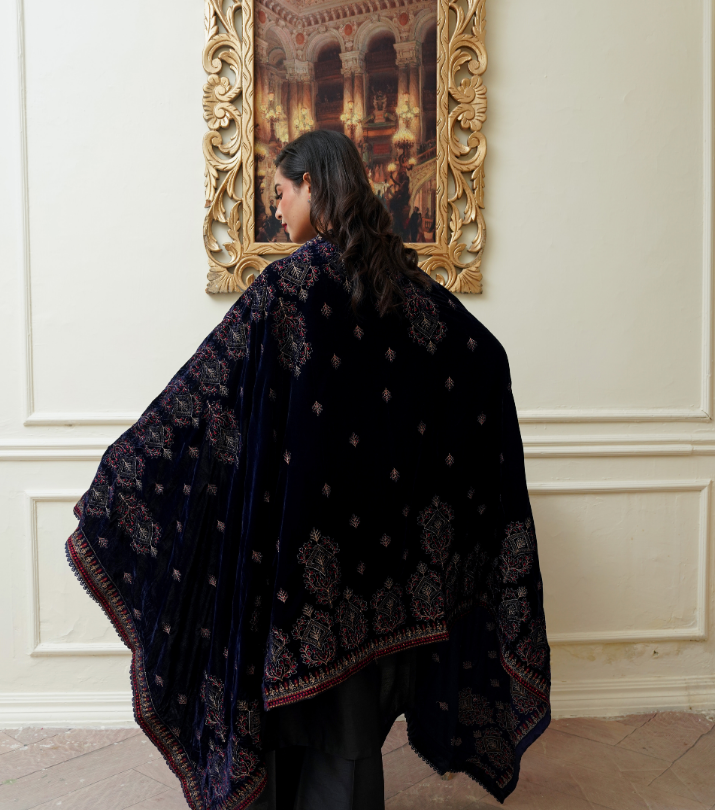 Velvet  Embroidered Shawl