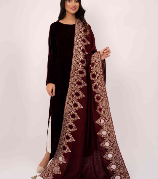 Micro 9000 Velvet Embroidered Shawl