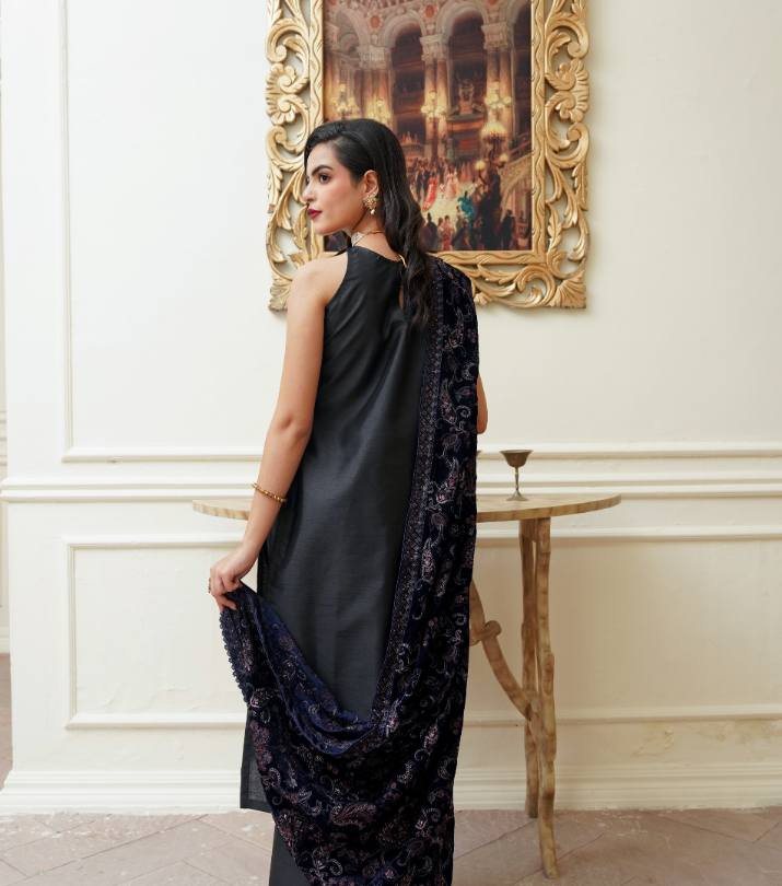 Velvet  Embroidered Shawl