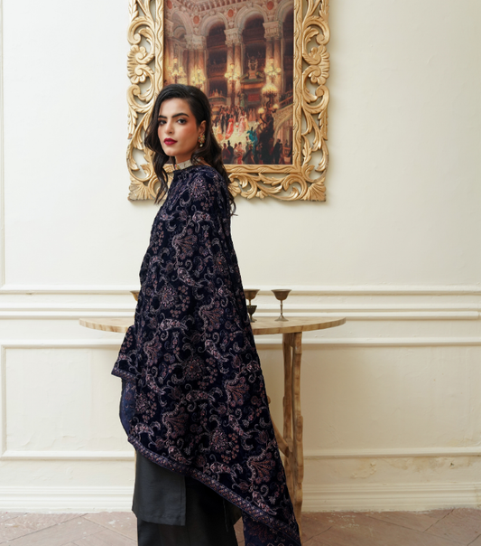 Velvet  Embroidered Shawl