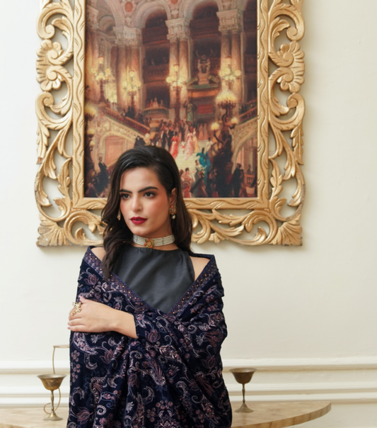 Velvet  Embroidered Shawl