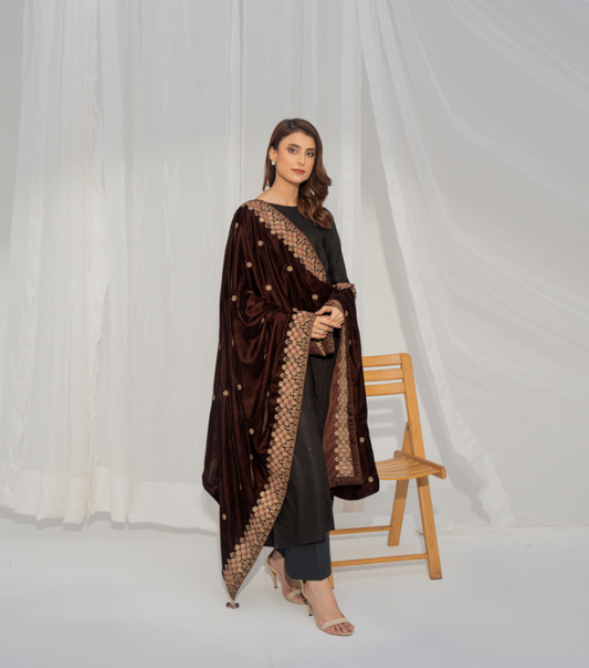 Micro 9000 Velvet Embroidered Shawl